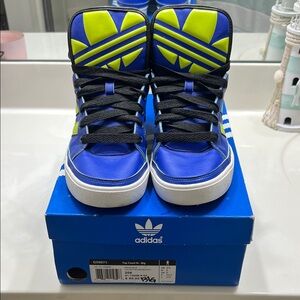 adidas Royal Blue & Neon Yellow High-Top Sneakers